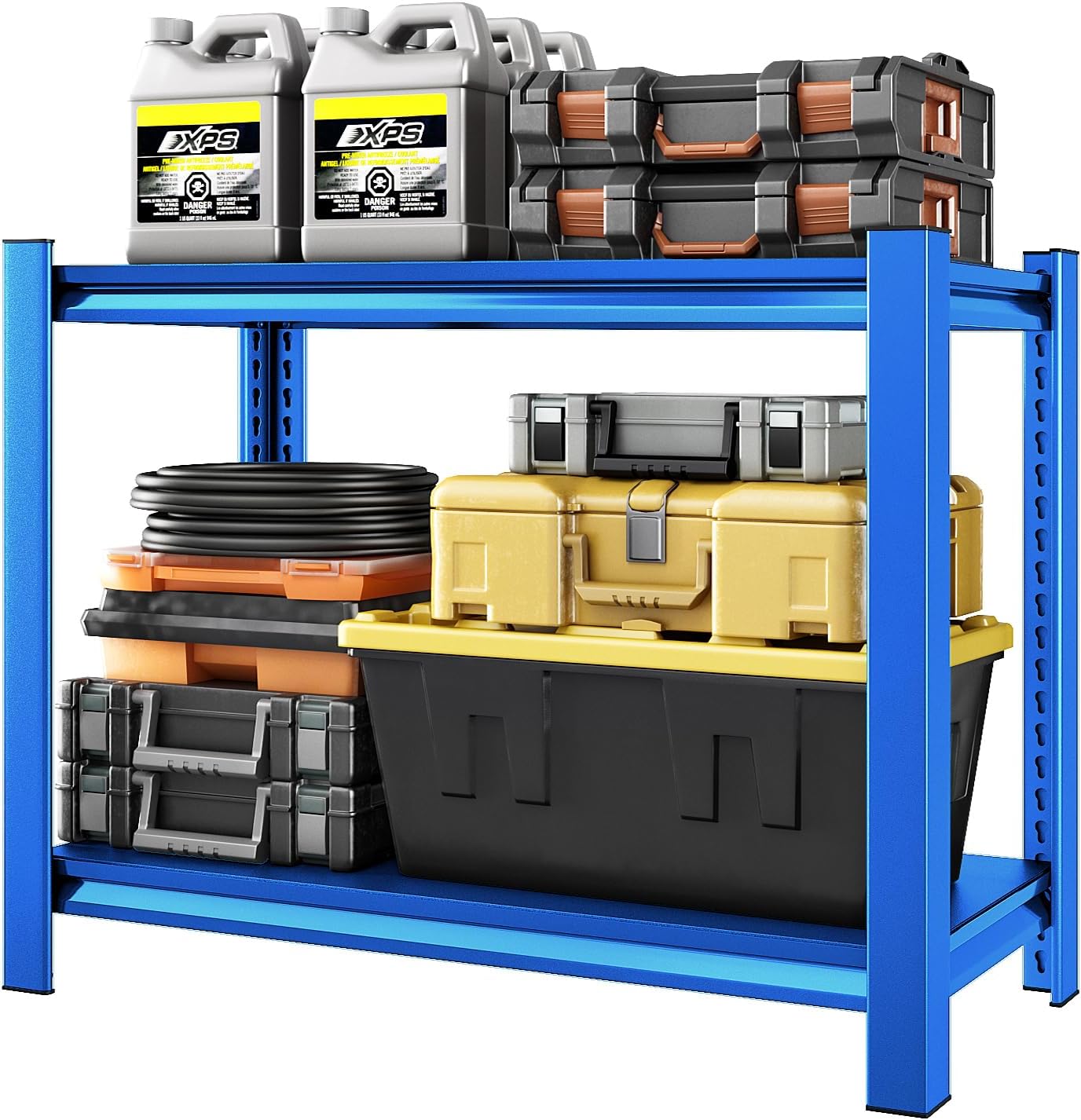 40" W Garage Shelving Heavy Duty，1000LBS Loads Adjustable Garage Storage Shelves,2-Tier Metal Storage Racks and Shelving Units, Utility Rack Shelves,40”W x 18”D x 72”H,Blue
