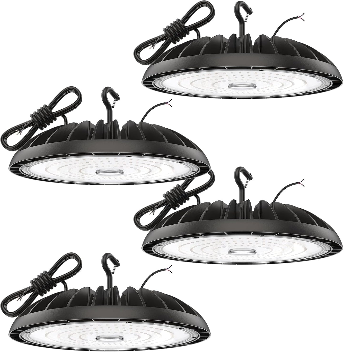 250W LED High Bay Lights - 4 Pack UFO High Bay Lights 37500 LM, 5000K Daylight, 0-10V Dimmable, IP65 Waterproof for Garage, Warehouse, Pole Barn, ETL Listed