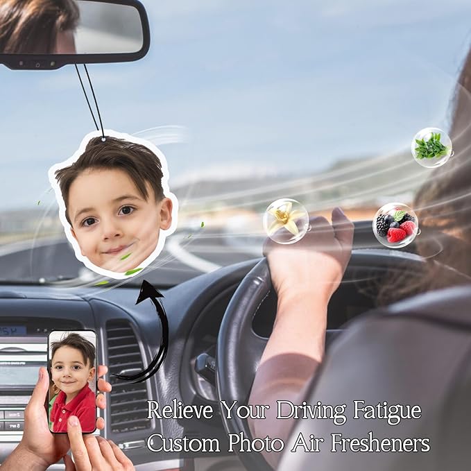 Custom Air Fresheners with Picture - Personalized Double Sided Print Photo/Logo air Freshener, Customized AirFreshener for Car Wardrobe Bathroom Hanging Ornaments Boyfriends Christmas Gifts