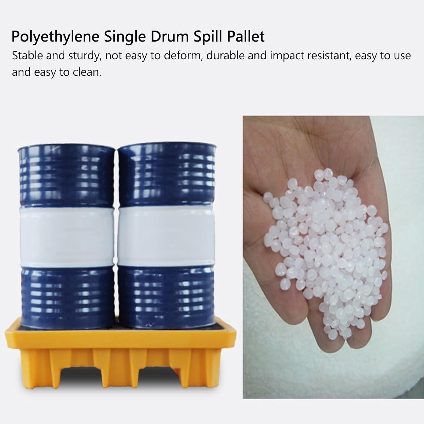 2 Drum Containment Spill Pallet, Polyethylene Low Profile Paint Bucket Tray, Industrial Garage Storage Detachable Shipping Leakproof Platform (Color : Yellow-2 Pack, Size : 13.4"x13.4"x2.6"