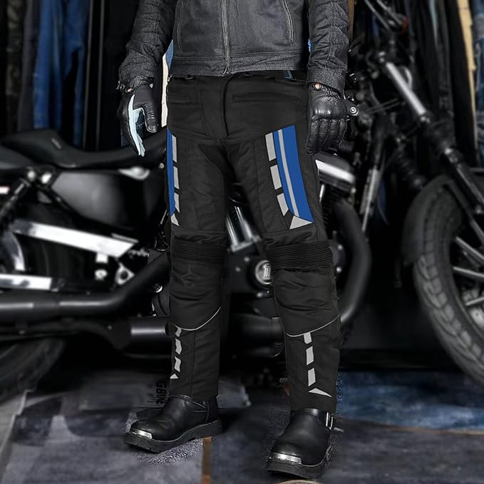 Men’s Waterproof Motorcycle Trousers – 600D Cordura Biker Pants with CE Armour, Thermal Lining & Reflective Panels