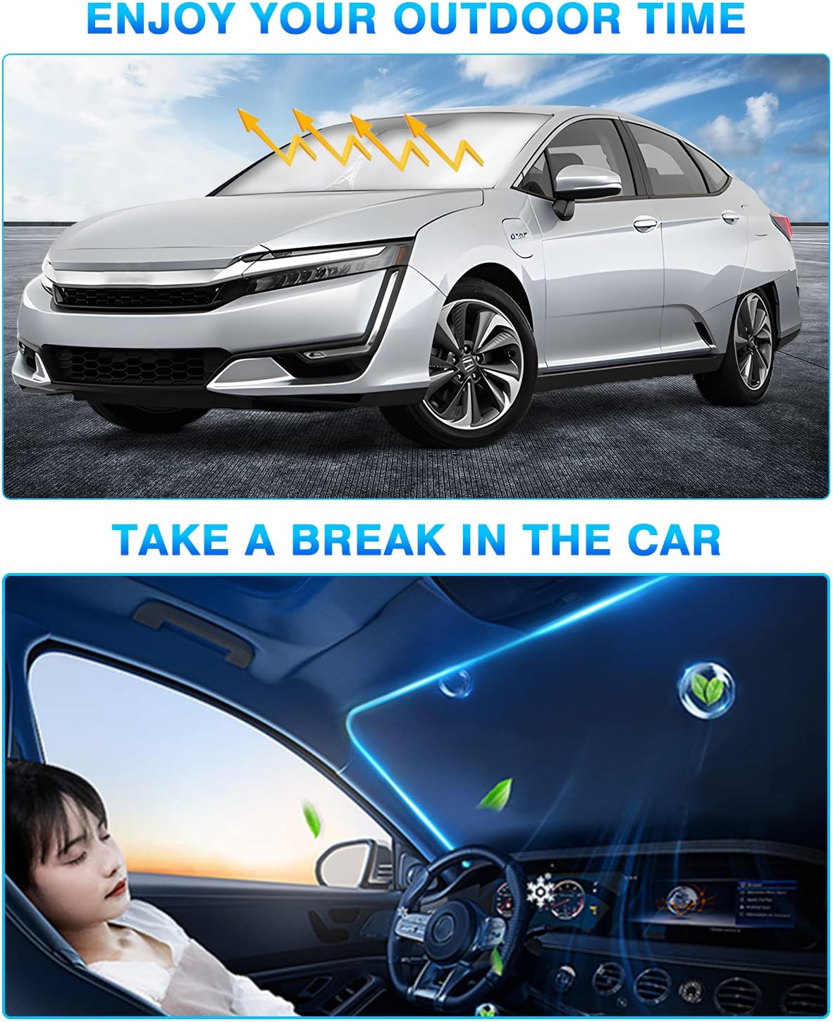 KUST Windshield Sun Shade for 2017-2021 Honda Clarity Window Shade Sun Visor Cover Foldable Blocks UV Rays Keep Your Car Cooler