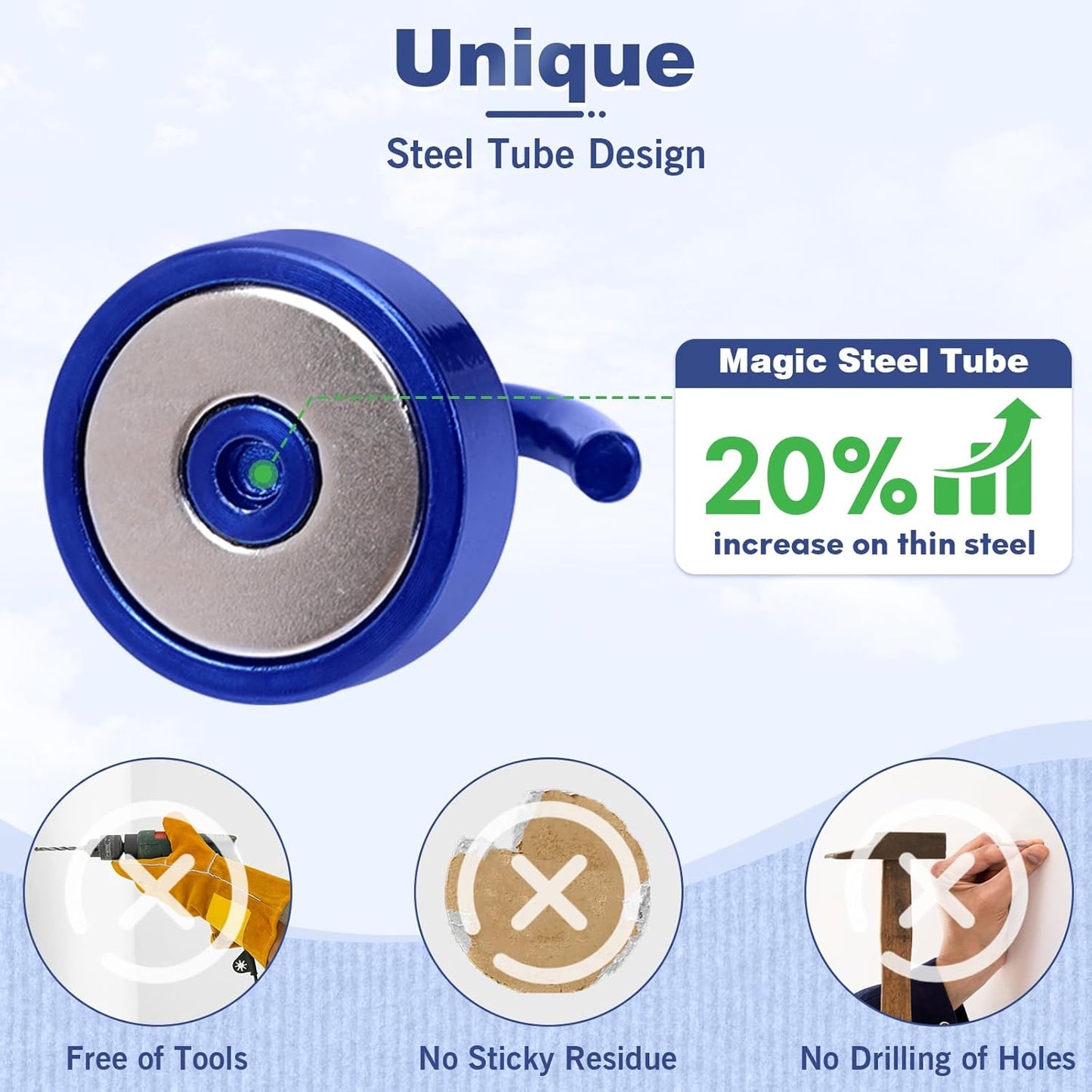 Neosmuk Magnetic Hooks, Cruise Ship Essentials, 40lb+ Heavy Duty Magnetic Hooks for Cruise Cabins, Refrigerator, Grill, Hanging, and Travel | Extra Strong Must-Haves Magnet Hook,Navyblue,Pack of 10