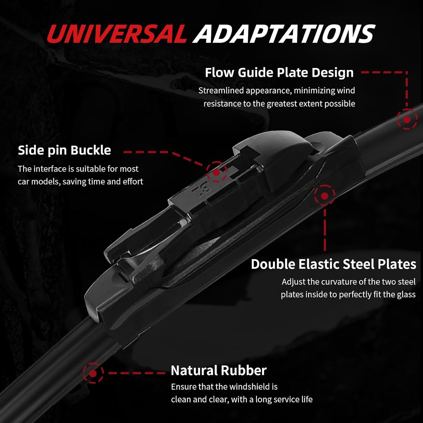 OTUAYAUTO Premium Windshield Wiper Blades - Replacement for Ford Escape 2020-2023 - Precision Fit, All-Weather Performance, Front and Rear Wiper Blades, Pinch Tab - 24"+20"+11" (Pack of 3)