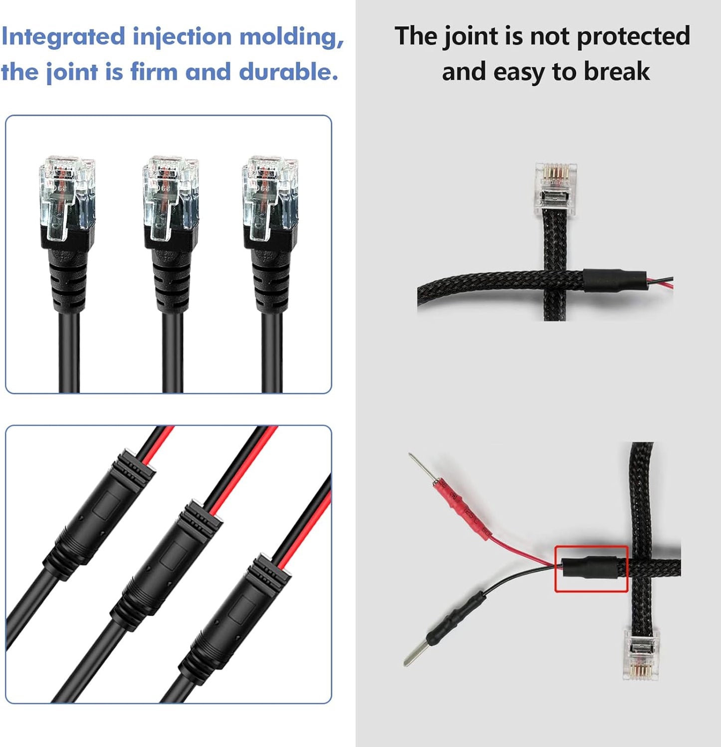 Radar Detector Hardwire Power Cord, Rearview Mirror Plug Cable,with Inline Fuse Holder,Suitable for Uniden Escort Beltronics Valentine One Cobra Whistler Radar Detector,3-Piece Set,13.7'' (RJ11)