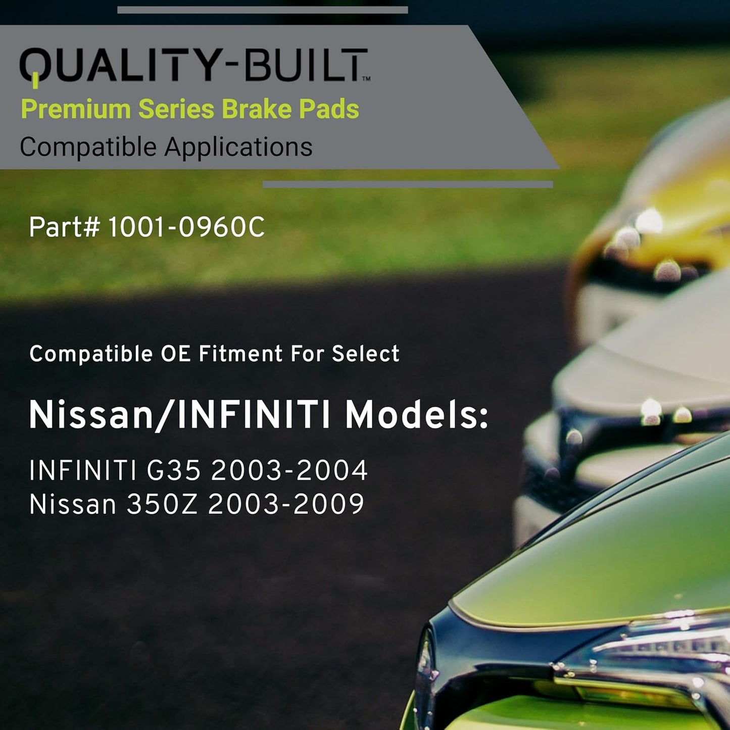 Premium Ceramic Front Brake Pads (1001-0960C) Compatible with INFINITI G35 2003-2004, Nissan 350Z 2003-2009