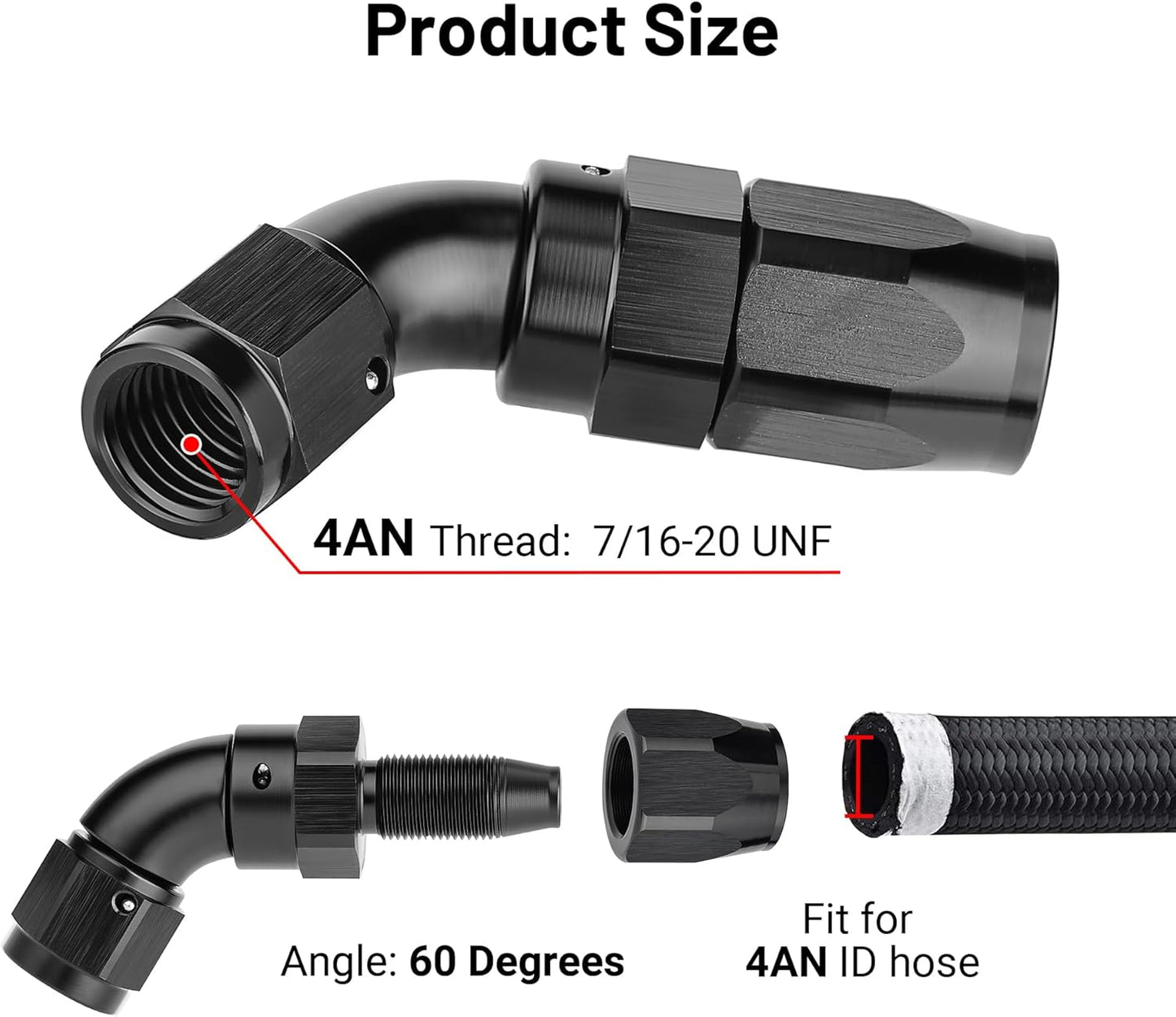 EVIL ENERGY 4AN 60 Degree One Piece Full Flow Hose End Fitting Swivel For CPE Braided Hose