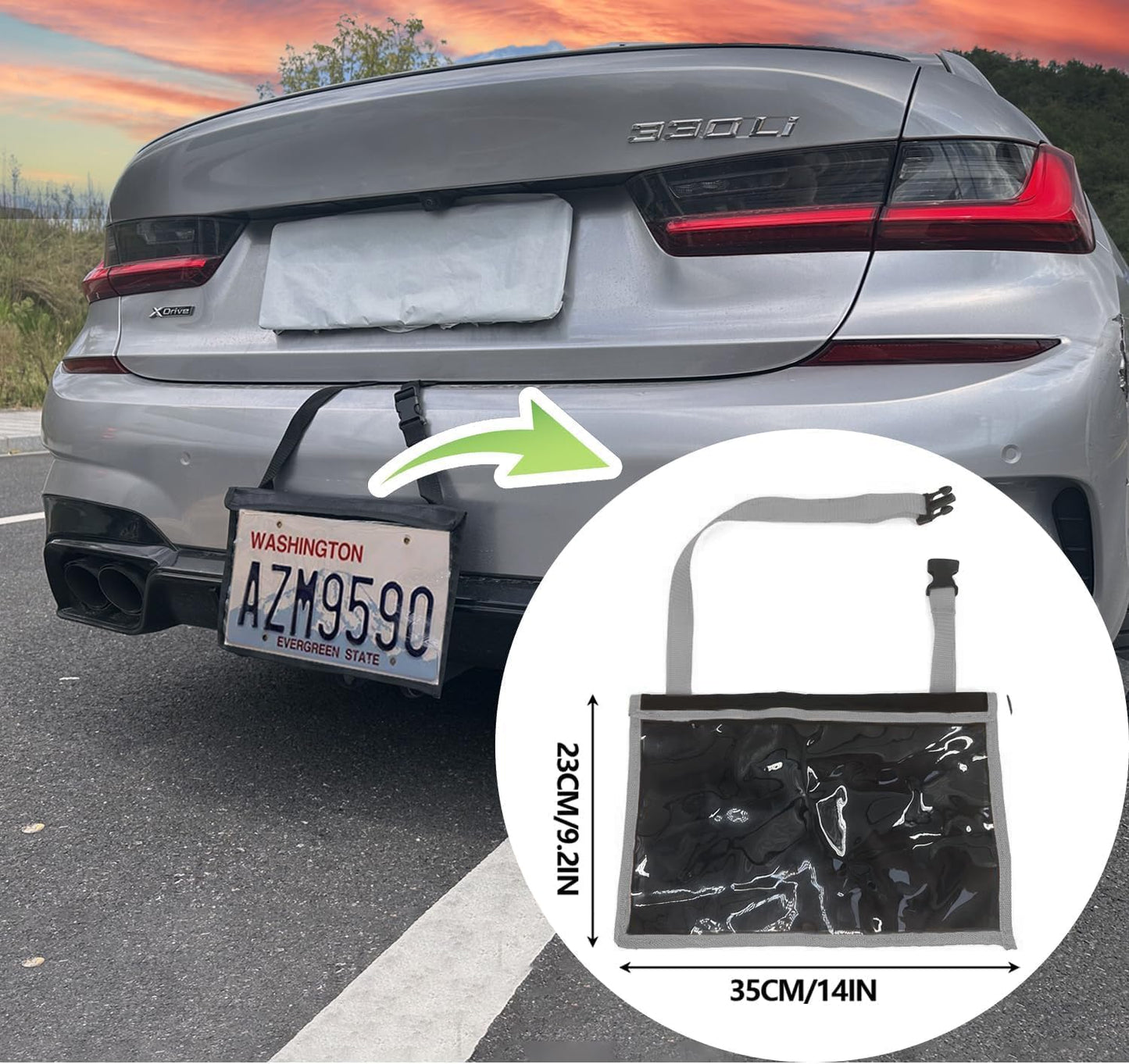 License Plate Holder with Hanging Strap, Test Drive Tag Bag, Dealer Plates License Frame Cover, for Car SUV Truck (Grey, 5)