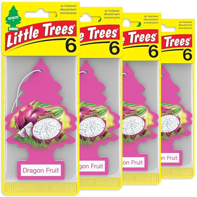 LITTLE TREES Car Air Freshener | Hanging Tree Provides Long Lasting Scent for Auto and Home | Dragon Fruit, 24 Air Fresheners