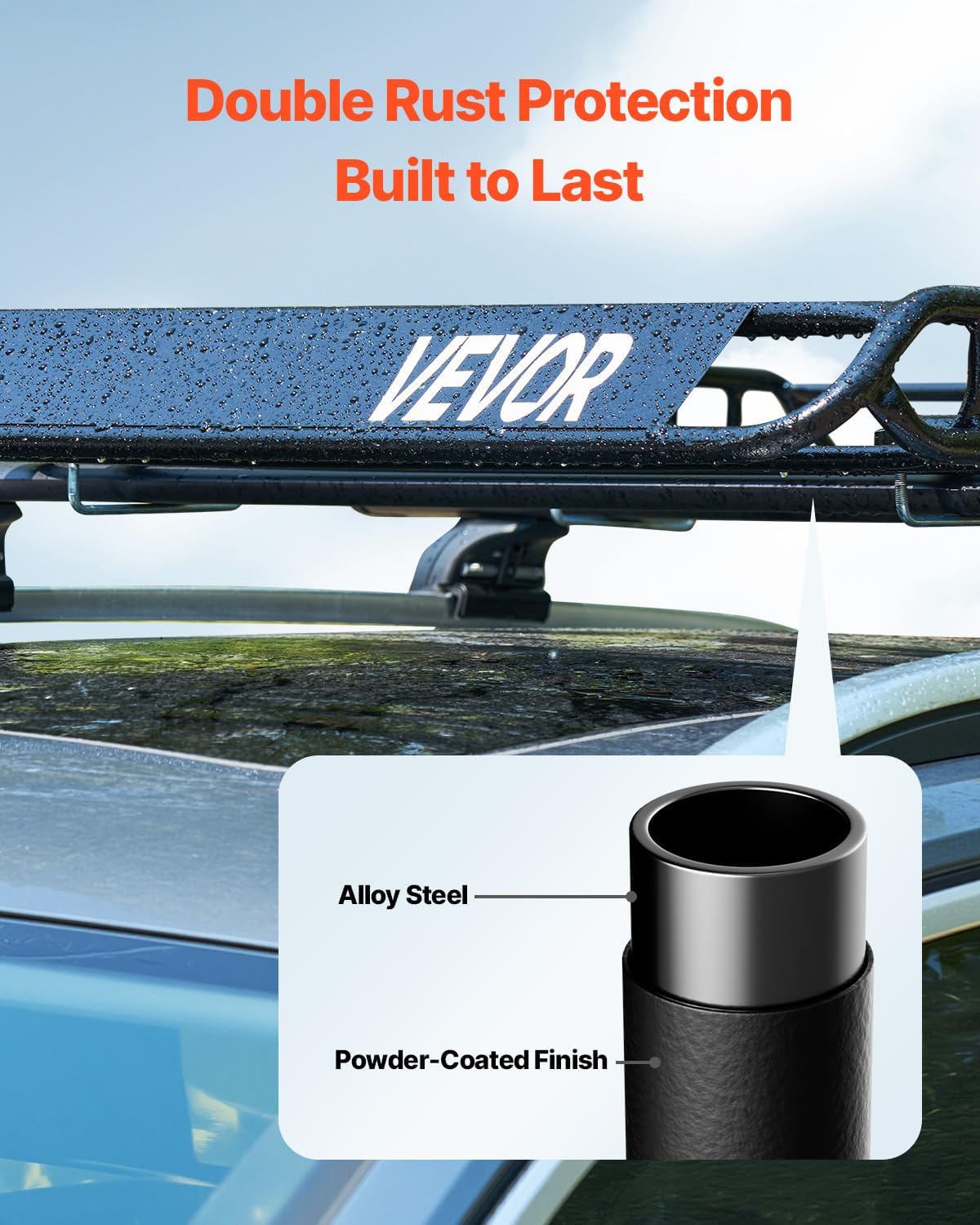 VEVOR Roof Rack Basket, 64 x 50 x 4.1 in, Universal Rooftop Cargo Carrier with Two 35.4 x 39.4 in Cargo Net,150 lbs Max Car Top Luggage Holder, 4.1 in Fence, Anti-Rust Alloy Steel, for SUV Truck Car