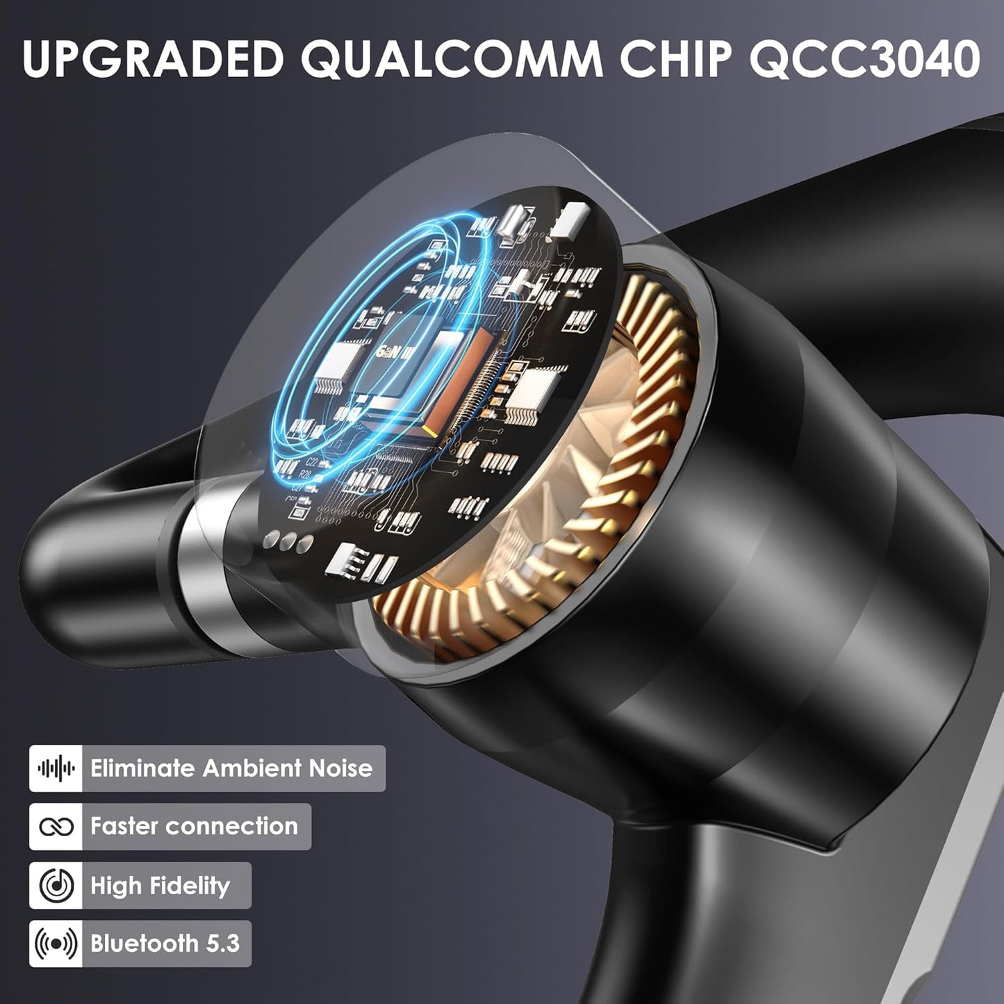 Bluetooth Headset V5.3, 96H Talktime, Wireless Earpiece with 1000mAh Charging Case, Bluetooth Headphones with Dual-Mic for Computer Cell Phones Trucker Home Office Work (Gray)