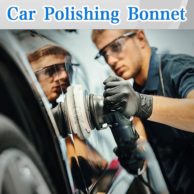 Boltigen 12pcs 5-6 inch Polishing Pad Bonnets 12Pack 4 Color 5 to 6'' Orbital Polishing Pad Microfiber Coral Fleece Bonnet Car Buffer Polisher Waxing Covers for Automobile Glass Cleaning and Polish