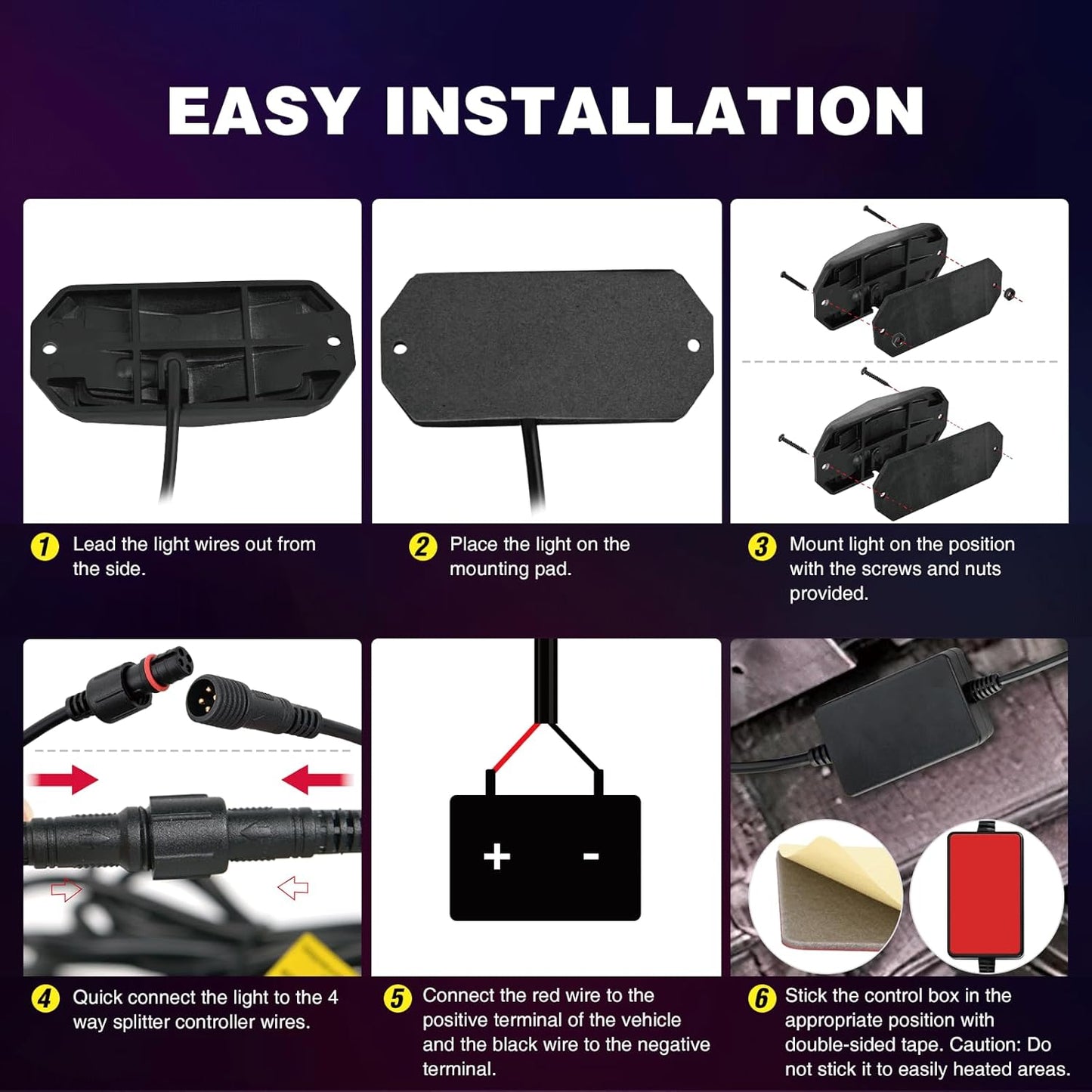 Nilight RGB LED Rock Lights Kit 4 PCS 18LED Wide Angle Wheel Well Light with Remote & Bluetooth App Dual Control Multi Modes Underglow Multicolor Neon Pod for ATV UTV SUV Offroad Truck RZR Boat