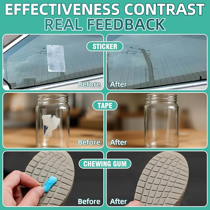 Adhesive Remover Spray, 10.14 Floz Glue Remover with Plastic Scraper and Towel, Surface Safe Sticky Stuff Remover for Car, Windows, Floor, Sticker Remover Rapidly Removes Labels, Gum, Tape, Wax