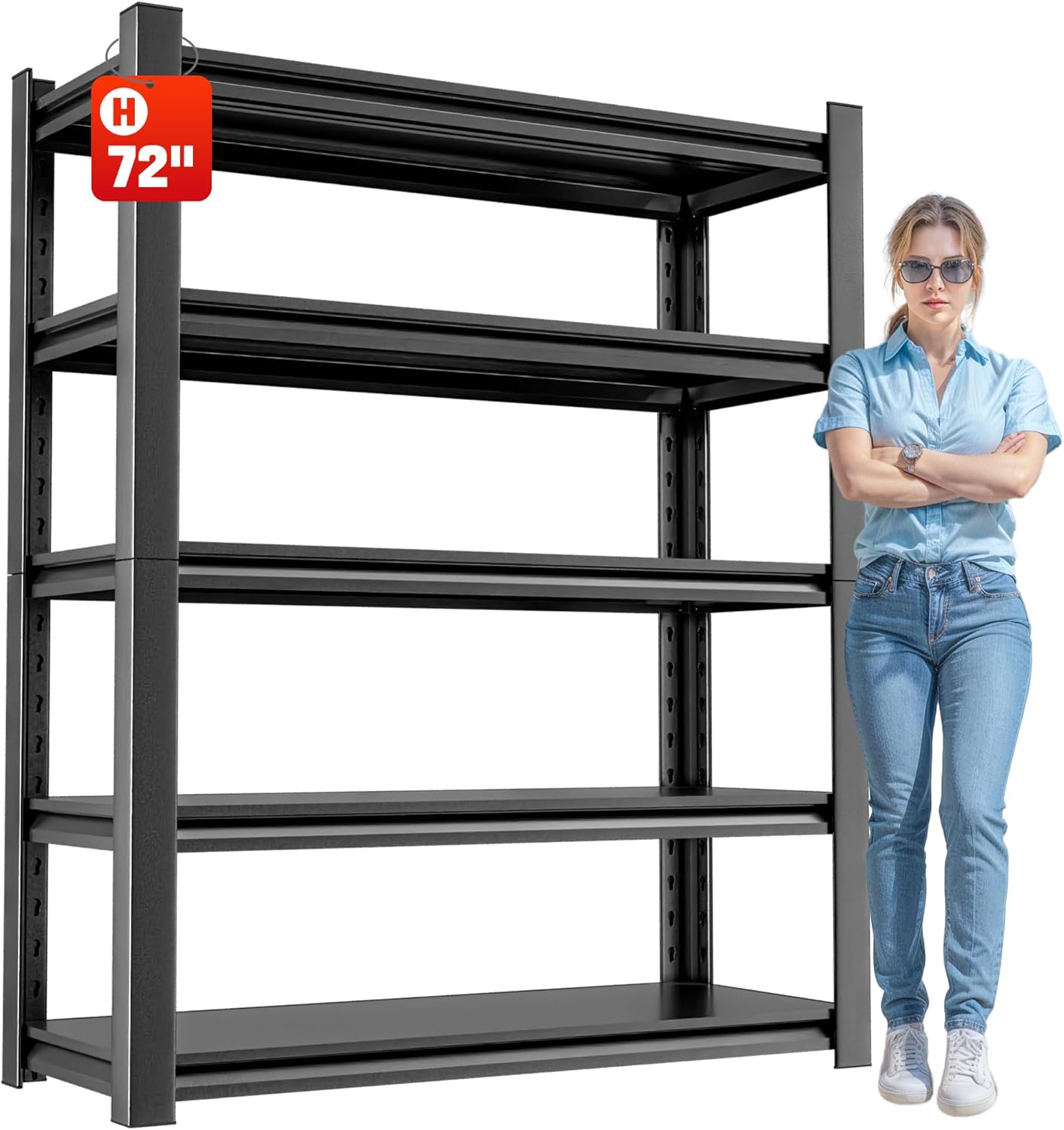Storage Shelves Garage Shelving Heavy Duty - 72''H Shelves Adjustable 5 Tier Metal Shelving Unit Storage Rack Industrial Shelving Utility Shelf for Garage 16" D x36 W x72 H
