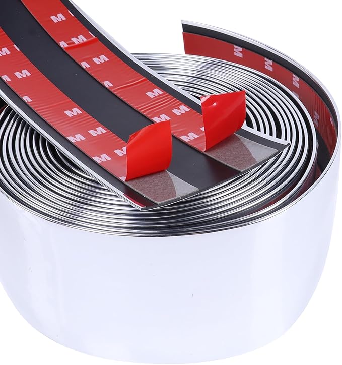 2"(50mm) Automotive Chrome Trim Molding 5FT Heavy Duty Car Side Moldings Self Adhesive UV Protected Scratch-Proof for Truck RV Boat Exterior Interior Body Door Window Bumper