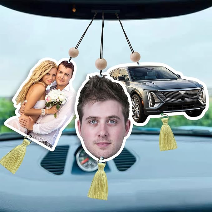 Personalized Air Freshener with Your Photo Custom Air Freshener for Car with Tassel for Wedding Christmas Birthday Anniversary Funny Gift Car Hanging Ornaments Multiple