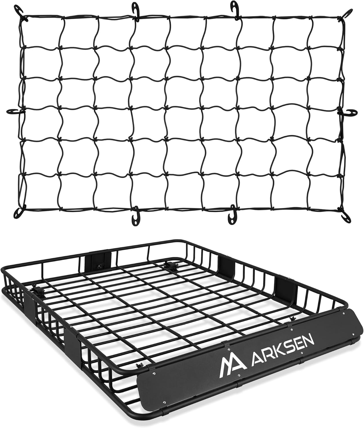ARKSEN 64 x 50 x 6 Inch Universal Extra Wide 150LB Heavy Duty Roof Rack Cargo with Cargo Net, Car Top Luggage Holder Carrier Basket for SUV, Truck, & Car Steel Construction