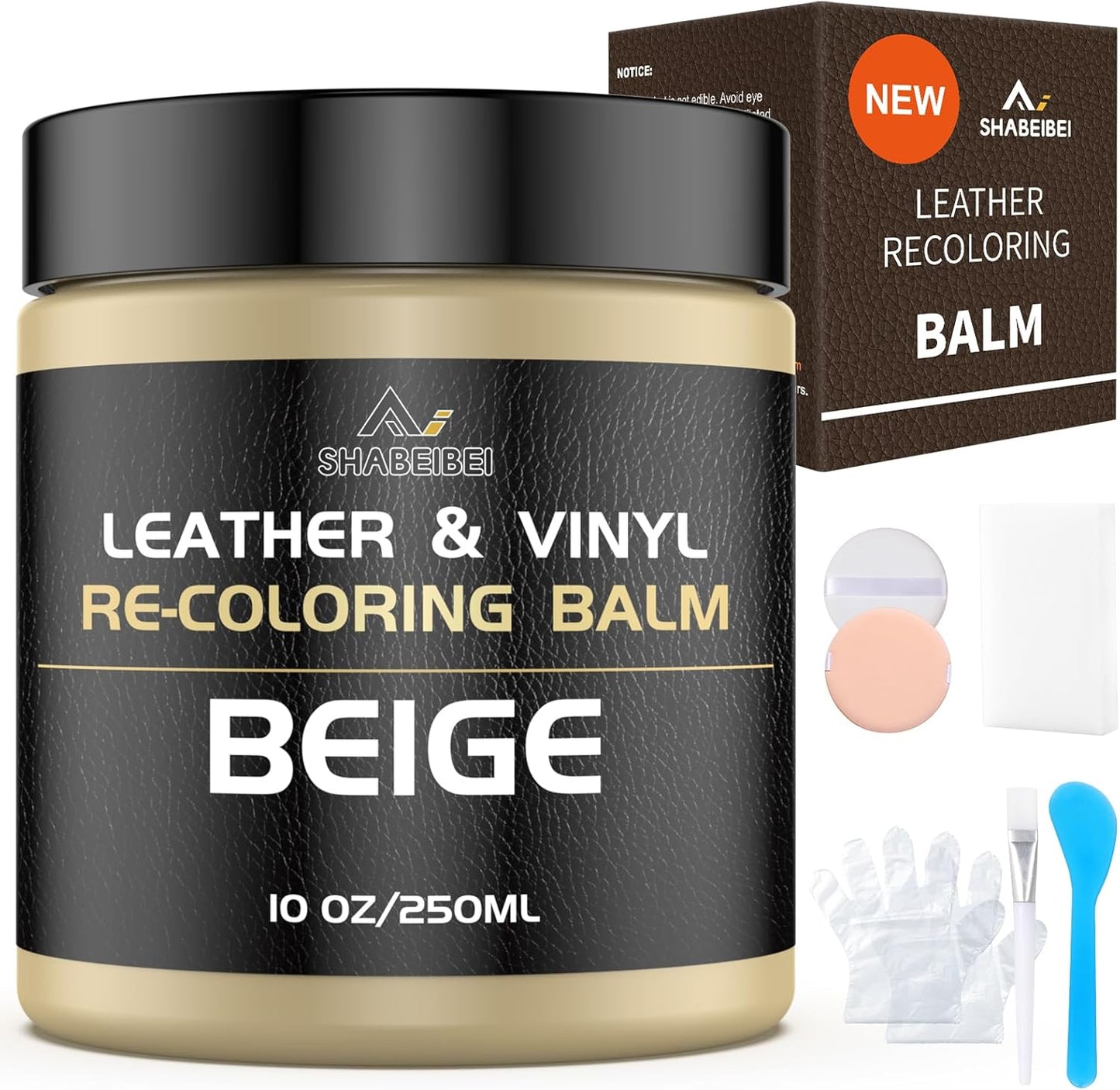 Leather Recoloring Balm,10oz Leather Color Restorer Leather Repair Kit for Furniture Car Leather Scratch Remover, Beige Leather Color Restorer for Couches,Leather Dye Paint for Faded