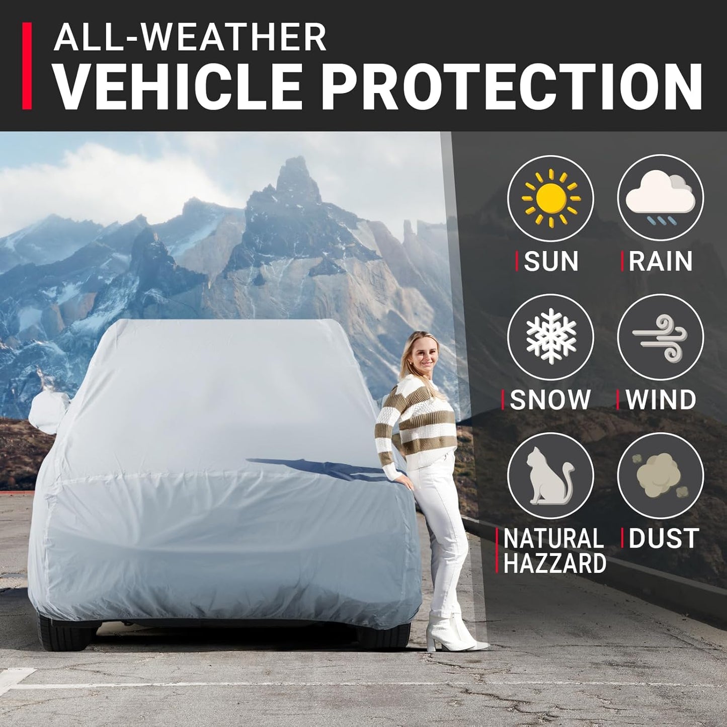 iCarCover Premium SUV Car Cover for 1978-1996 Ford Bronco w/o Spare Tire, Waterproof Car Cover for All Weather, Rain Snow UV Sun Protector for Automobiles, Full Exterior Covers Indoor Outdoor