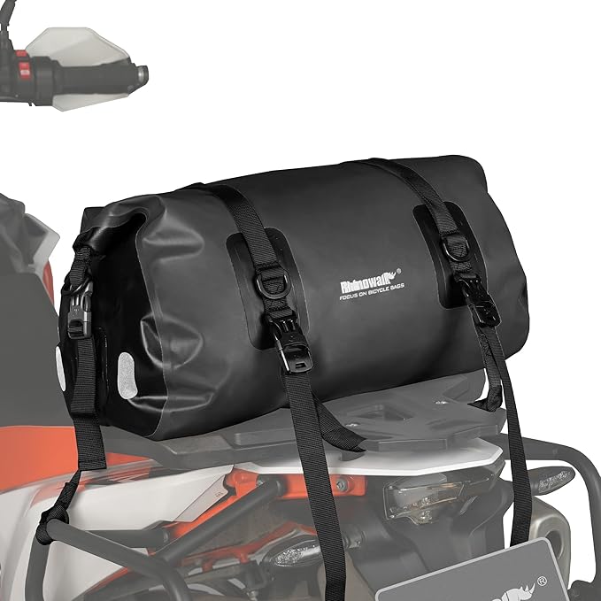 Rhinowalk Motorcycle Saddle Bag Motorbike Travel Tail Bag 20L Waterproof Pannier Storage Bag Motor Bike Accessories Powersports Luggage (Black)