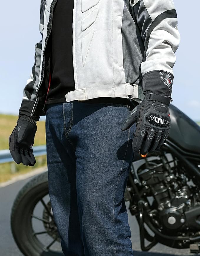 KEMIMOTO Winter Motorcycle Gloves, Rainproof Riding Warm Gloves with Touchscreen for Motorcycle Riding, ATV, UTV, Snowmobile Black L