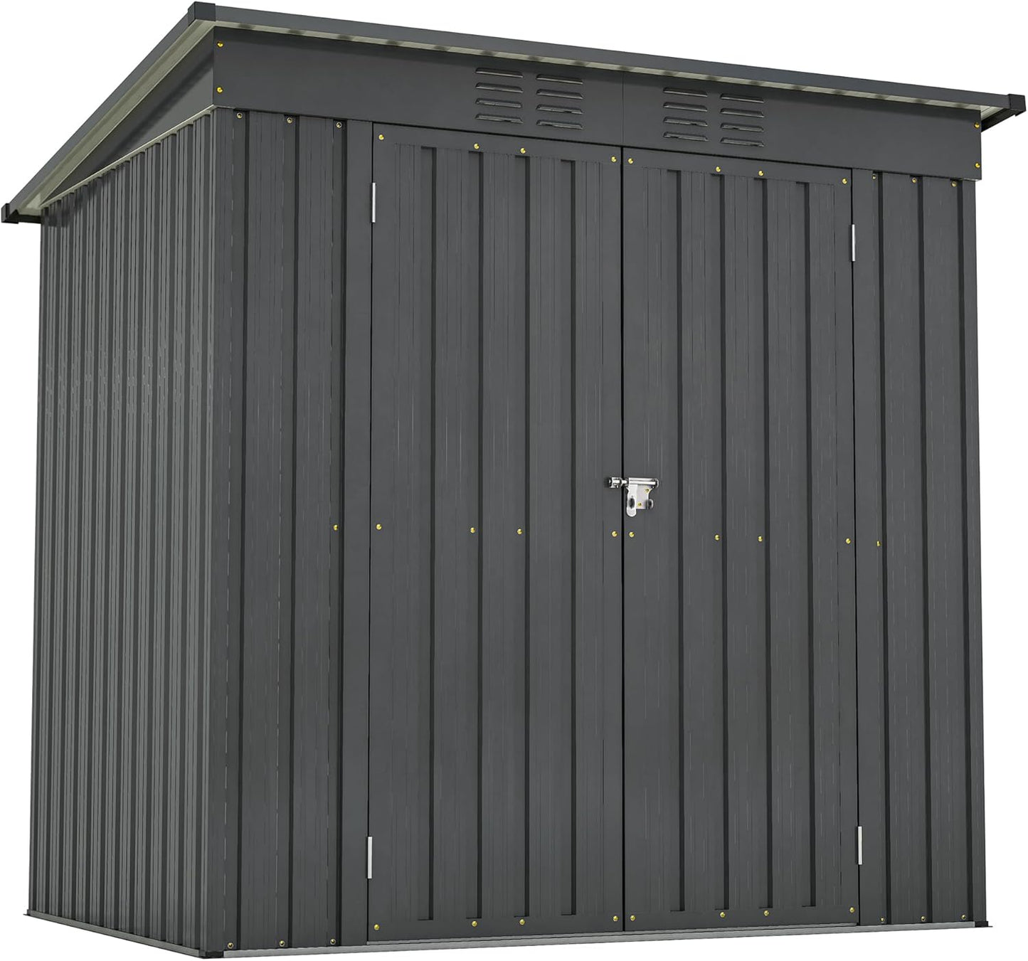 6x4 FT Outdoor Metal Storage Shed with Lockable Door & Floor Frame, Heavy-Duty Garden Tool Shed, Weatherproof Steel Utility Shed for Backyard, Patio, or Lawn Organization