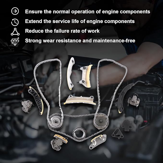 Engine Timing Chain Kit 12612839 12645465 Fits for 2007-2015 Cadillac Buick Saturn Pontiac 3.6L 3.0L DOHC Aftermarket Part