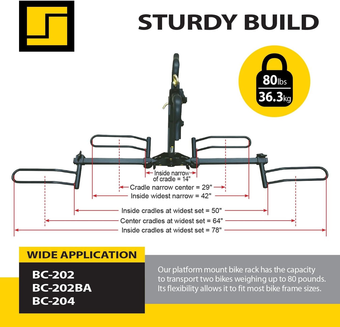 Stromberg Carlson BC-202BA 2-Bike Platform Style Hitch Mount Foldable Bike Rack with Bumper Adapter for 2" Hitch or RV Bumper
