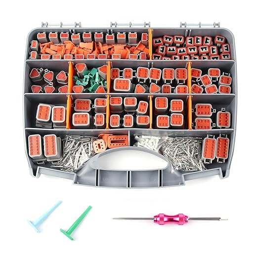 Deutsch Connectors Kit 635PCS - 2/3/4/6/8/12 Pin DT Connectors with Removal Tool, Size 16 Solid Terminal Contacts - 14-18 AWG for Automotive Application