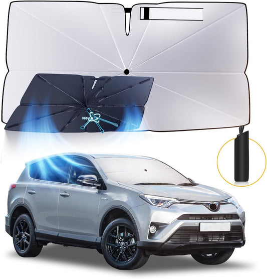 Windshield Sun Shade Umbrella: for Toyota RAV4-2013-2018 - Front Car Window Shades - Foldable Sunshades Block UV Keep Cool