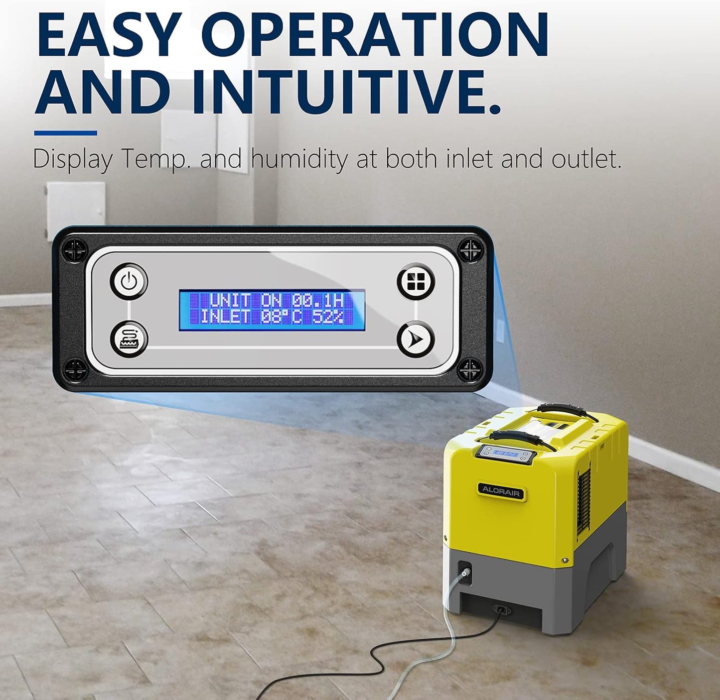 ALORAIR 180PPD Commercial Dehumidifier for Crawl Space & Basement, Wi-Fi APP Controls with Pump, Capacity up to 85 PPD at AHAM Condition, for Large Space, Job Sites, Yellow