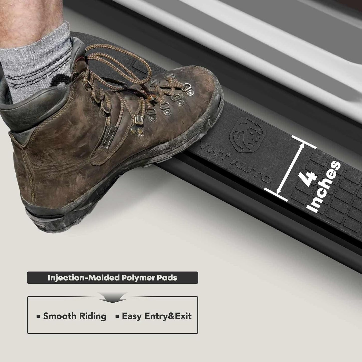 YHTAUTO 4 Inch Running Boards Side Step Bars Fit Chevy & GMC Models - Silverado, Sierra 1500/2500 HD/3500 HD 2019-2024 - Extended/Double Cab, Oval Straight Steel Black Powder Truck Cab Side Step Rails