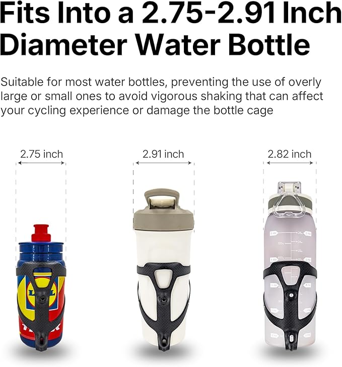 Full Carbon Fiber Bike Water Bottle Holder, Ultra-Light, High Strength Durable Carbon Bottle Cage, Bike Water Bottle Holder Brackets for Road Bike, Mountain Bike, Gravel Bike (2 Pack)