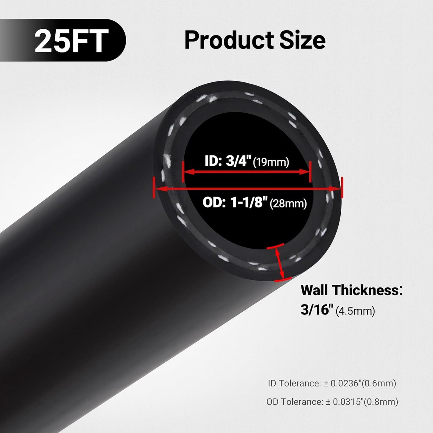 EVIL ENERGY 3/4" Heater Hose Coolant Radiator Straight 100PSI SAE 20R3 25FT Black