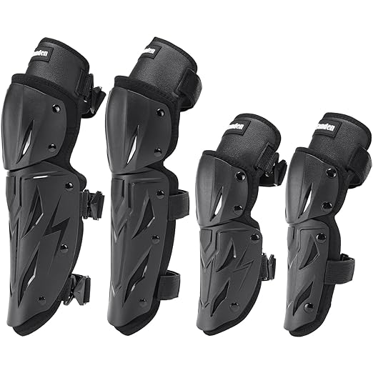 Motocross Knee Pads Motorcycle Elbow Pads Guards 4Pcs, Motorcycle Knee Guards for Men Leg Protection Armor Motocross Knee and Shin Guards Dirt Bike Crashproof Adult Protective Gear