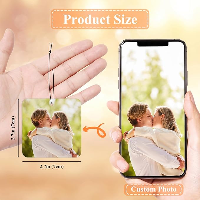Custom Car Air Freshener With Picture Text - Personalized Car Air Freshener with Multiple Fragrances for Valentine's Day Birthday Gift Hanging Ornaments