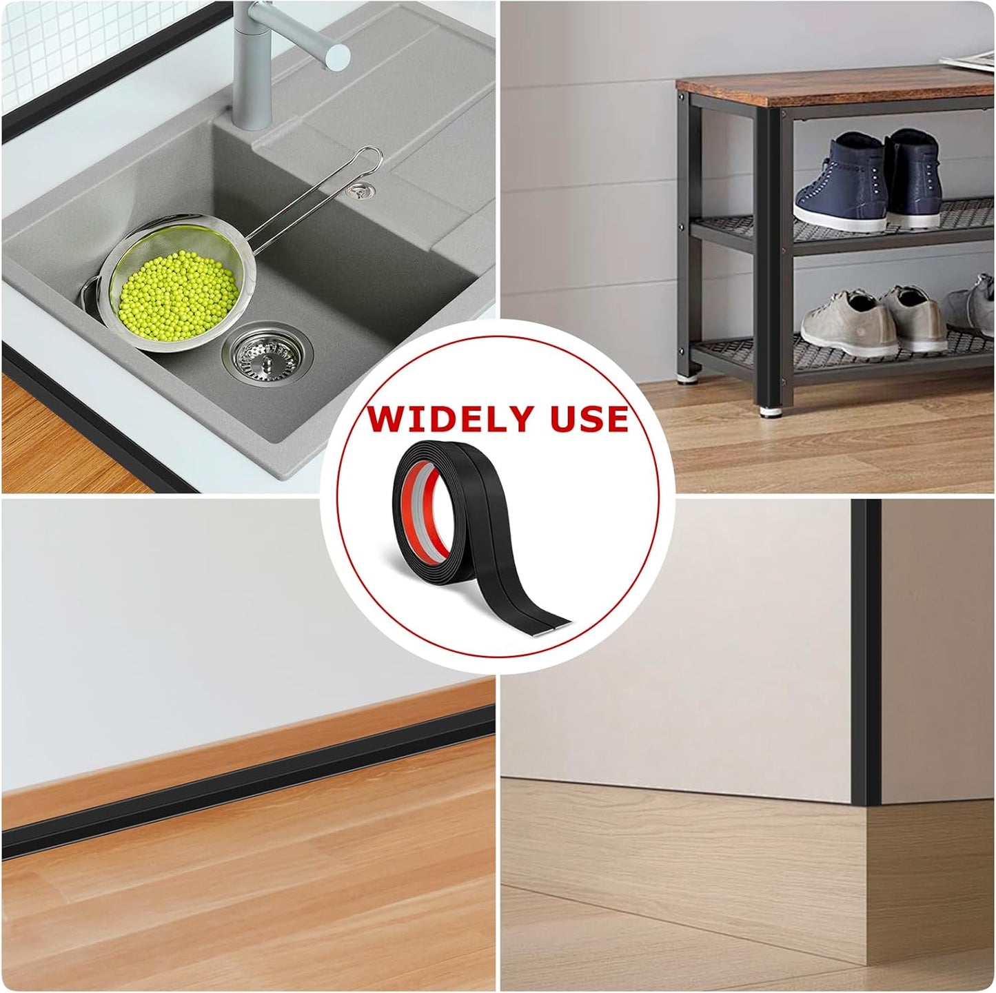 Flexible Wall Corner Protector Moulding Trim Peel and Stick Wall Corner Guards Edge Protector Self Adhesive Molding Trim Strip for Edge Ceiling (Black, 0.8 in x 40 Ft)