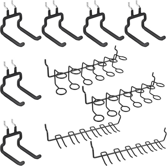 LIGHT DUST Utility Heavy Duty Pegboard Hooks - 10Pack Peg Board Accessories for Hanging Tools Fit 1/4" Peg Holes - Pegboard Organizer Large Tool Holders for Garage Workshop Shed
