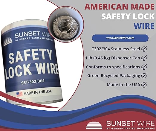 Safety Lock Wire - T302/304 Stainless Steel Safety Wire for Aviation, Automotive, Industrial Use - 1lb Dispenser Can - Made in USA (0.021 in)