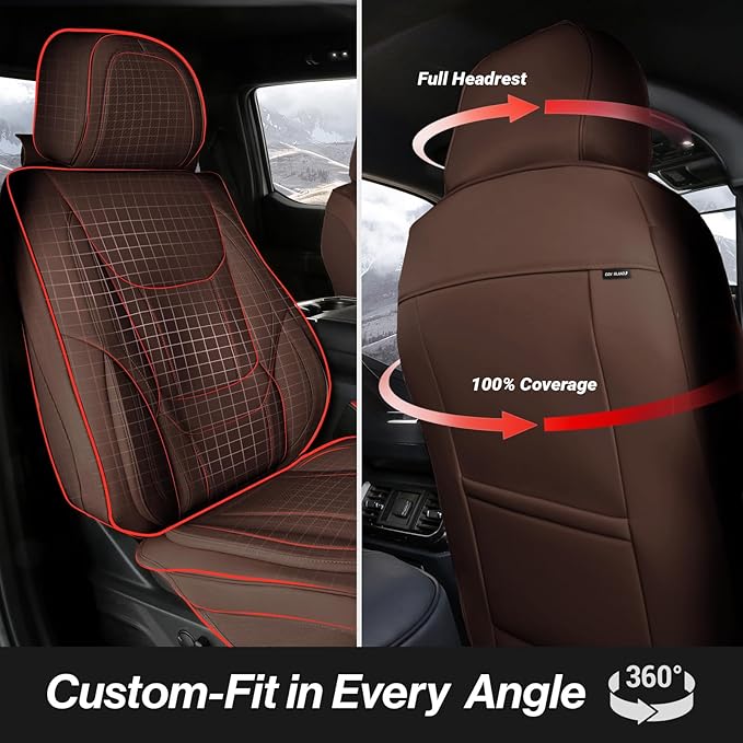 Coverland Custom Fit Car Seat Covers for Truck Compatible with [2018-2023 Holden Colorado SportsCat] Premium Waterproof Non-Slip Interior Seat Protector [Full Set Dark Brown - Size Chart X124]