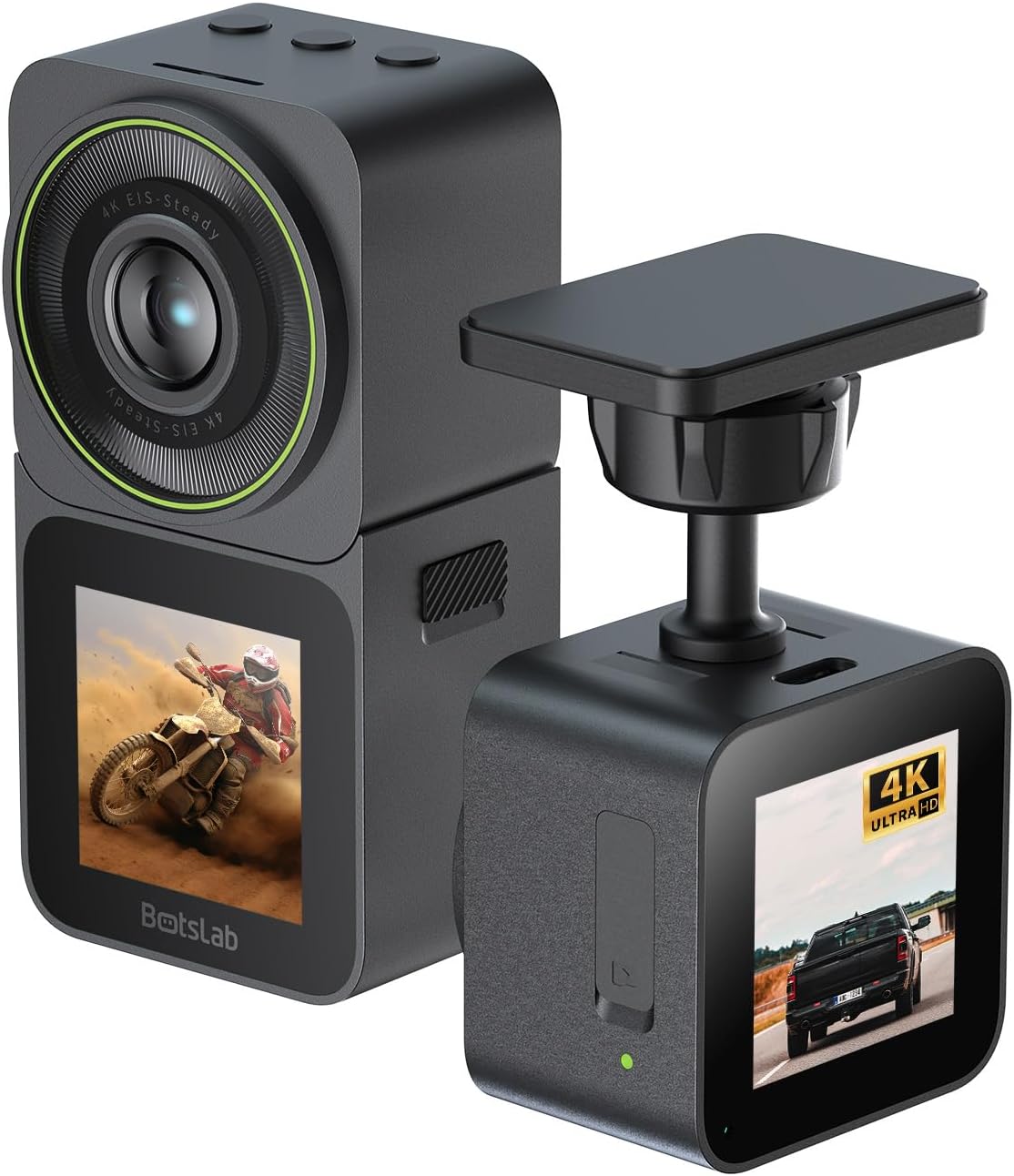 Action Camera 4K 20MP, Dual Use Action Camera and Dash Cam, Waterproof, EIS Stabilization, with 64GB SD Card, 170°Wide Angle Helmet Camera for Vlog or Recording Car Journey