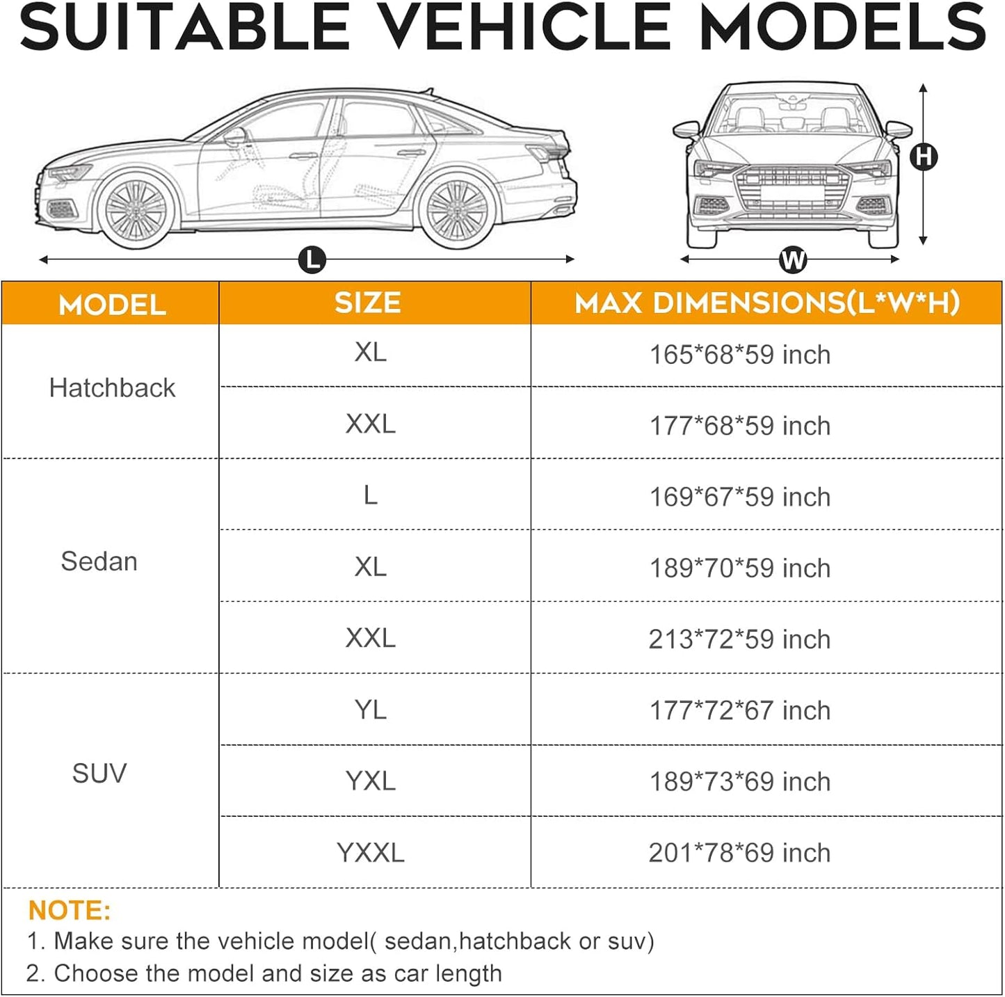 SUV Car Cover Waterproof All Weather for Automobiles，Outdoor Heavy Duty Full Exterior Covers with Zipper Door, Rain Sun Snow Dust UV Protection, Windproof Straps & Reflective Strips(Up to 201")