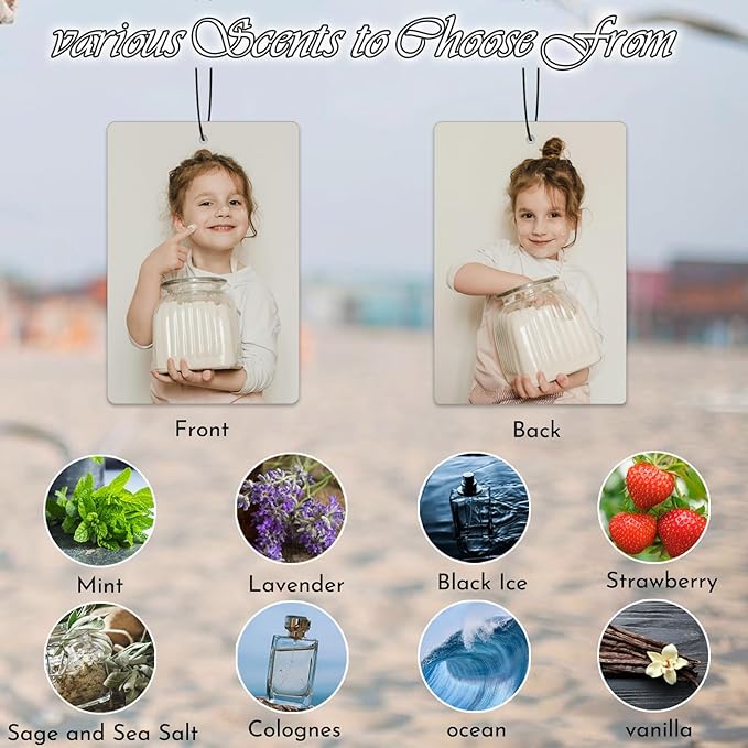Custom Air Freshener for Car - Personalized car Air Freshener, Double Sided Print Photo/Logo With Scents Freshener, Smell Fresheners With Picture for Wardrobe, Bathroom, Car Hanging Deco