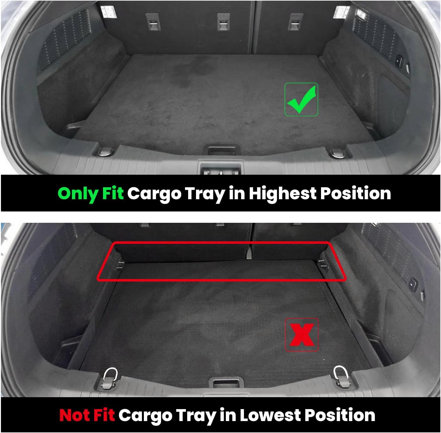 LASFIT Floor Mats and Trunk Mat for Ford Mustang Mach-E 2025 2024 2023 2022 2021 (Cargo Floor in Top Position) All Weather TPE Car Liners, 1st & 2nd Row & Cargo Liner, 4pcs Black