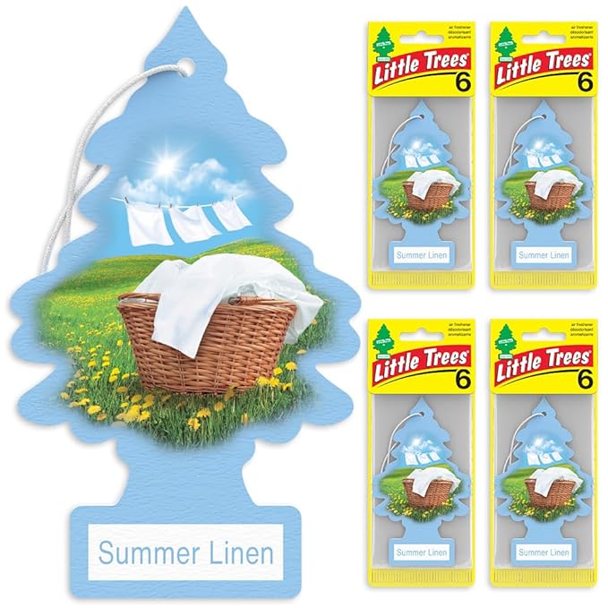 LITTLE TREES Car Air Freshener | Hanging Tree Provides Long Lasting Scent for Auto and Home | Summer Linen, 24 Air Fresheners