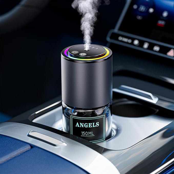 Car Air Freshener, Smart Car Air Freshener, RGB Music Syncing Light, Diffuser 150ml Capacity for 6 Months, Auto On/Off, Three Adjustable Modes (Angels)