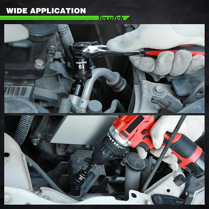 19 PCS 3/8" Drive Shallow Universal Impact Socket Set, Swivel Socket Set, 8-22mm, Metric Socket Set with Flexible Wobble, Cr-Mo Steel, Includes Extension Bars and Adapter
