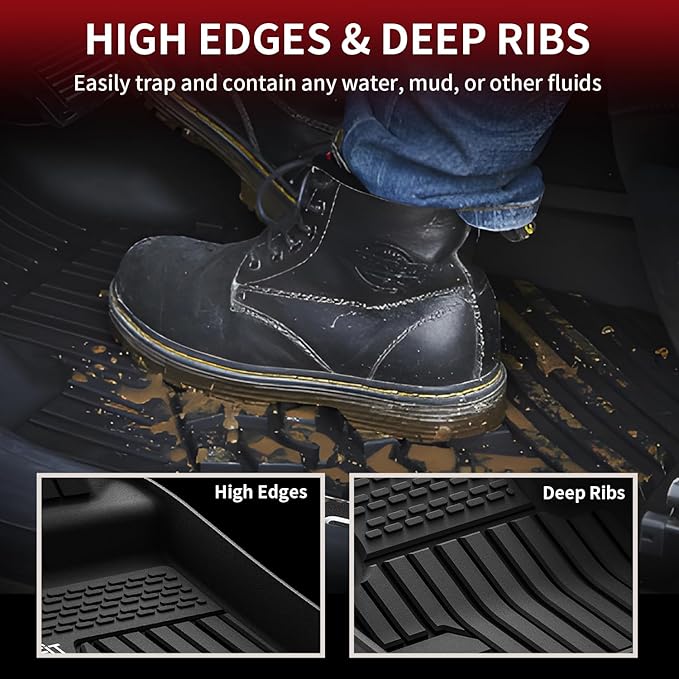 LASFIT Floor Mats Fit for Land Rover Range Rover Sport 2014-2022, Custom Fit TPE All Weather Waterproof Floor Liners 1st & 2nd Row Car Mats, Black, Easy to Clean