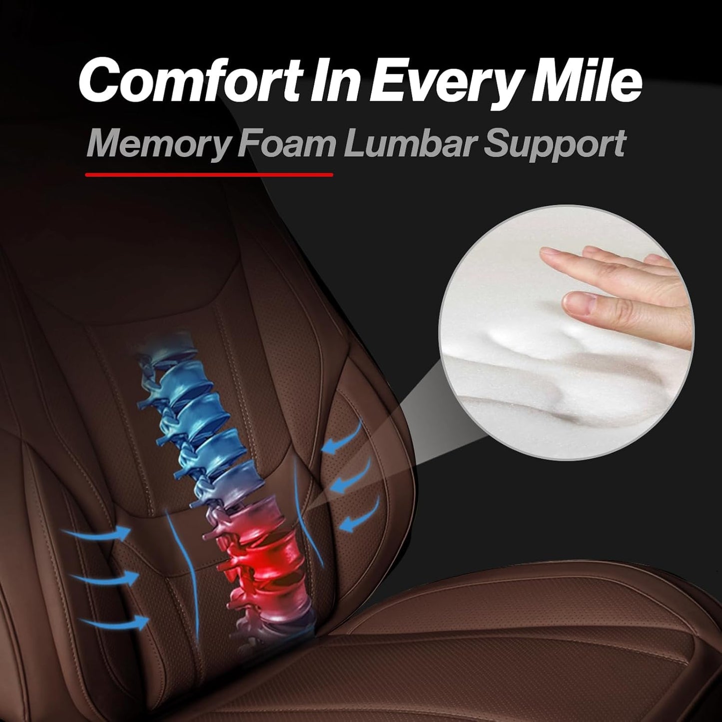 Coverland Custom Car Seat Covers Compatible with 2007-2013 Tundra Double Cab - Premium Leather Non-Slip Memory Foam Waterproof Cover Interior Protector Front Seat-Dark Brown [See Size Chart-Size A34]